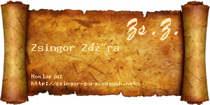 Zsingor Zóra névjegykártya